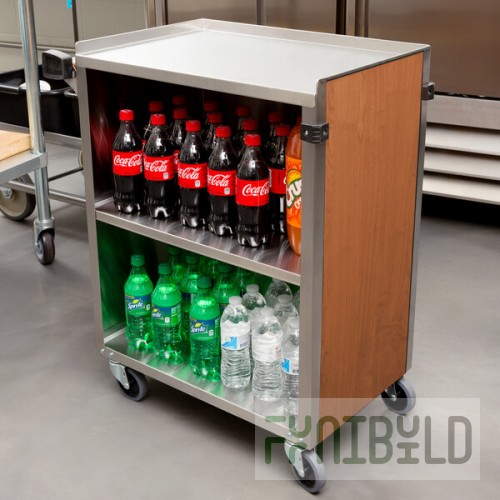 Lakeside 610VC 3 Shelf Standard Duty Stainless Steel Utility Cart with Enclosed Base and Victorian Cherry Finish - 16 1/2