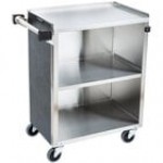 Lakeside 610VC 3 Shelf Standard Duty Stainless Steel Utility Cart with Enclosed Base and Victorian Cherry Finish - 16 1/2 Lakeside 610VC 3 Shelf Standard Duty Stainless Steel Utility Cart with Enclosed Base and Victorian Cherry Finish - 16 1/2
