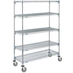 Metro 5A456EC Super Adjustable Chrome 5 Tier Mobile Shelving Unit with Polyurethane Casters - 21 Metro 5A456EC Super Adjustable Chrome 5 Tier Mobile Shelving Unit with Polyurethane Casters - 21