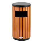 Lancaster Table & Seating 11 Gallon Steel / Wood Composite Round Decorative Outdoor Trash Can with Side Opening Lancaster Table & Seating 11 Gallon Steel / Wood Composite Round Decorative Outdoor Trash Can with Side Opening