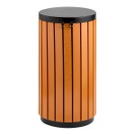 Lancaster Table & Seating 11 Gallon Steel / Wood Composite Round Decorative Outdoor Trash Can with Side Opening Lancaster Table & Seating 11 Gallon Steel / Wood Composite Round Decorative Outdoor Trash Can with Side Opening