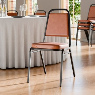 Lancaster Table & Seating Brown Stackable Chair with 2 Lancaster Table & Seating Brown Stackable Chair with 2
