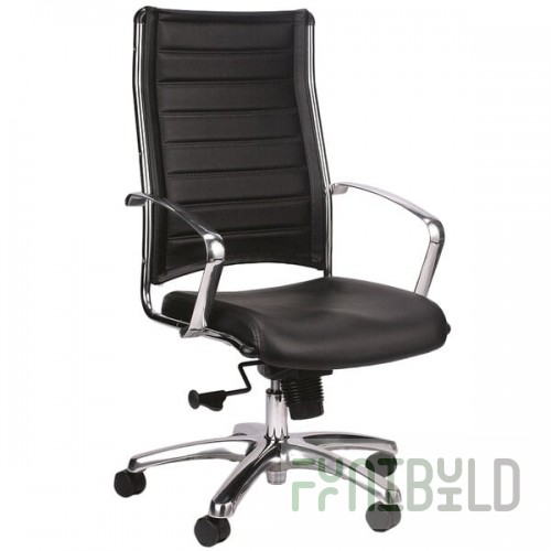 Eurotech LE811BLK Europa Leather Series Black Leather High Back Swivel Office Chair