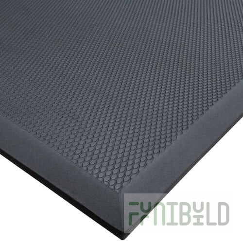 Cactus Mat 2200-35 VIP Black Cloud 3' x 5' Black Grease-Proof Rubber Floor Mat - 3/4