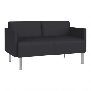 Lesro Luxe Lounge Series Patriot Plus Black Vinyl Loveseat with Upholstered Arms and Steel Legs Lesro Luxe Lounge Series Patriot Plus Black Vinyl Loveseat with Upholstered Arms and Steel Legs