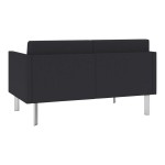 Lesro Luxe Lounge Series Patriot Plus Black Vinyl Loveseat with Upholstered Arms and Steel Legs