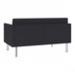 Lesro Luxe Lounge Series Patriot Plus Black Vinyl Loveseat with Upholstered Arms and Steel Legs