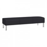 Lesro Luxe Lounge Series Patriot Plus Black Vinyl Loveseat with Upholstered Arms and Steel Legs