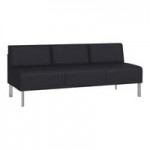 Lesro Luxe Lounge Series Patriot Plus Black Vinyl Loveseat with Upholstered Arms and Steel Legs