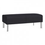 Lesro Luxe Lounge Series Patriot Plus Black Vinyl Loveseat with Upholstered Arms and Steel Legs
