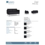 Lesro Luxe Lounge Series Patriot Plus Black Vinyl Loveseat with Upholstered Arms and Steel Legs