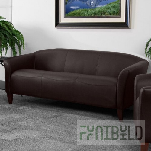 Flash Furniture 111-3-BN-GG Hercules Imperial Brown Leather Sofa with Wooden Feet