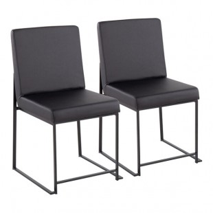 LumiSource Fuji Black Faux Leather High-Back Side Chair with Black Brushed Stainless Steel Frame - 2/Case LumiSource Fuji Black Faux Leather High-Back Side Chair with Black Brushed Stainless Steel Frame - 2/Case