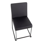 LumiSource Fuji Black Faux Leather High-Back Side Chair with Black Brushed Stainless Steel Frame - 2/Case LumiSource Fuji Black Faux Leather High-Back Side Chair with Black Brushed Stainless Steel Frame - 2/Case