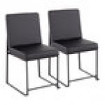LumiSource Fuji Black Faux Leather High-Back Side Chair with Black Brushed Stainless Steel Frame - 2/Case LumiSource Fuji Black Faux Leather High-Back Side Chair with Black Brushed Stainless Steel Frame - 2/Case