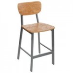 BFM Seating Hamilton Black Steel Customizable Side Chair with Natural Ash Wooden Back and Seat