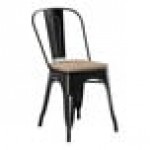 Lancaster Table & Seating Alloy Onyx Black Indoor Cafe Chair with Gray Wood Seat Lancaster Table & Seating Alloy Onyx Black Indoor Cafe Chair with Gray Wood Seat