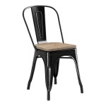 Lancaster Table & Seating Alloy Onyx Black Indoor Cafe Chair with Gray Wood Seat Lancaster Table & Seating Alloy Onyx Black Indoor Cafe Chair with Gray Wood Seat
