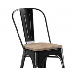 Lancaster Table & Seating Alloy Onyx Black Indoor Cafe Chair with Gray Wood Seat Lancaster Table & Seating Alloy Onyx Black Indoor Cafe Chair with Gray Wood Seat