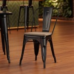 Lancaster Table & Seating Alloy Onyx Black Indoor Cafe Chair with Gray Wood Seat Lancaster Table & Seating Alloy Onyx Black Indoor Cafe Chair with Gray Wood Seat