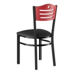Lancaster Table & Seating Black Finish Side Chair with Black Vinyl Seat and Mahogany Wood Back - Detached Seat