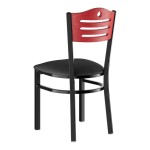 Lancaster Table & Seating Black Finish Side Chair with Black Vinyl Seat and Mahogany Wood Back - Detached Seat