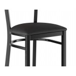 Lancaster Table & Seating Black Finish Side Chair with Black Vinyl Seat and Mahogany Wood Back - Detached Seat