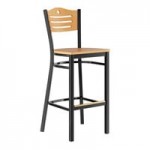 Lancaster Table & Seating Black Finish Side Chair with Black Vinyl Seat and Mahogany Wood Back - Detached Seat