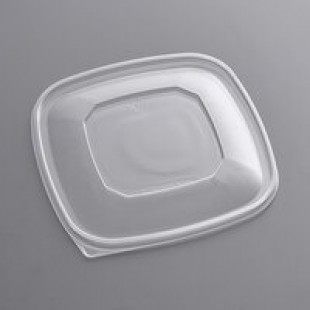 Fineline 15346L-FL Super Bowl Plus Clear Flat PET Plastic Lid for 32 Wide, 48 Wide, and 64 oz. Square Bowls - 150/Case