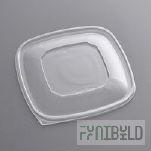 Fineline 15346L-FL Super Bowl Plus Clear Flat PET Plastic Lid for 32 Wide, 48 Wide, and 64 oz. Square Bowls - 150/Case