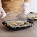 Fineline 15346L-FL Super Bowl Plus Clear Flat PET Plastic Lid for 32 Wide, 48 Wide, and 64 oz. Square Bowls - 150/Case Fineline 15346L-FL Super Bowl Plus Clear Flat PET Plastic Lid for 32 Wide, 48 Wide, and 64 oz. Square Bowls - 150/Case