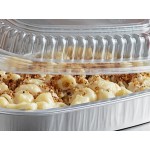 Choice Heavy Duty Smoothwall Silver Small Oblong Foil Take-Out Pan with Dome Lid 23.3 oz. - 25/Pack