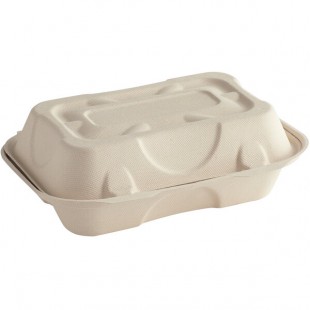 World Centric Compostable PLA Lined Fiber Clamshell Hoagie Box 9