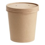 Choice 16 oz. Kraft Poly-Coated Paper Food Cup with Vented Paper Lid - 25/Pack Choice 16 oz. Kraft Poly-Coated Paper Food Cup with Vented Paper Lid - 25/Pack