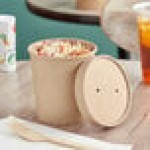 Choice 16 oz. Kraft Poly-Coated Paper Food Cup with Vented Paper Lid - 25/Pack Choice 16 oz. Kraft Poly-Coated Paper Food Cup with Vented Paper Lid - 25/Pack