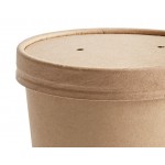 Choice 16 oz. Kraft Poly-Coated Paper Food Cup with Vented Paper Lid - 25/Pack Choice 16 oz. Kraft Poly-Coated Paper Food Cup with Vented Paper Lid - 25/Pack