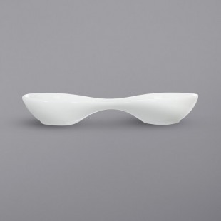 International Tableware Bristol 2-Compartment Bright White Porcelain Bowl with 1.5 oz. Round Wells - 12/Case International Tableware Bristol 2-Compartment Bright White Porcelain Bowl with 1.5 oz. Round Wells - 12/Case