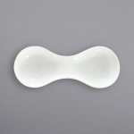 International Tableware Bristol 2-Compartment Bright White Porcelain Bowl with 1.5 oz. Round Wells - 12/Case