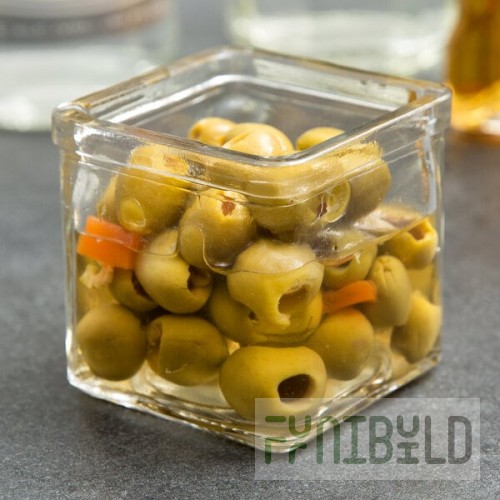 American Metalcraft GJ6 6 oz. Square Glass Condiment Jar