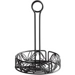 American Metalcraft LDCC16 Black Round Wrought Iron Leaf Design Condiment Caddy - 6 1/4
