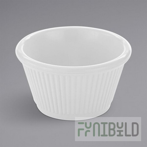 American Metalcraft 4 oz. Fluted White Melamine Ramekin - 12/Case