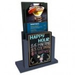 Menu Solutions WDMH-WET Weathered Walnut Wood Menu Holder with 4