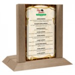 Menu Solutions WDMH-WET Weathered Walnut Wood Menu Holder with 4