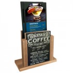 Menu Solutions WDMH-WET Weathered Walnut Wood Menu Holder with 4