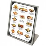 Menu Solutions MTCL-811 Alumitique Aluminum Menu Tent with Clip - Swirl Finish - 8 1/2 Menu Solutions MTCL-811 Alumitique Aluminum Menu Tent with Clip - Swirl Finish - 8 1/2