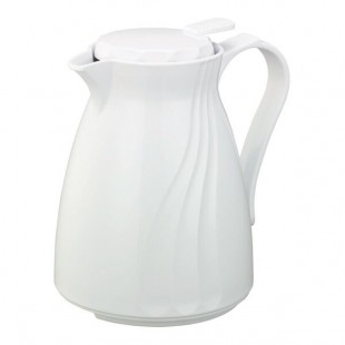 Service Ideas Twist 'N' Serv 20.2 oz. White Plastic Insulated Coffee Carafe / Server with Push-Button Lid TNSPB06WH