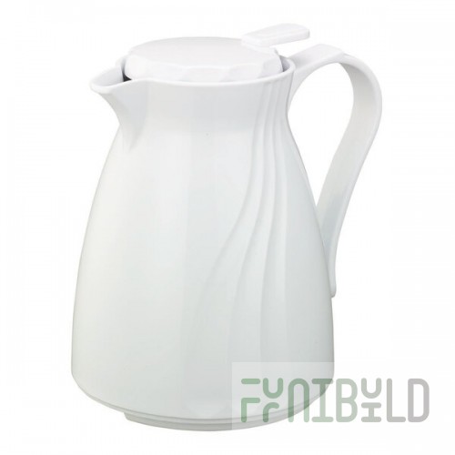 Service Ideas Twist 'N' Serv 20.2 oz. White Plastic Insulated Coffee Carafe / Server with Push-Button Lid TNSPB06WH