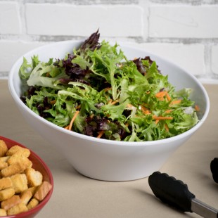 Elite Global Solutions M115 Pappasan White 2 Qt. Slanted Melamine Bowl Elite Global Solutions M115 Pappasan White 2 Qt. Slanted Melamine Bowl