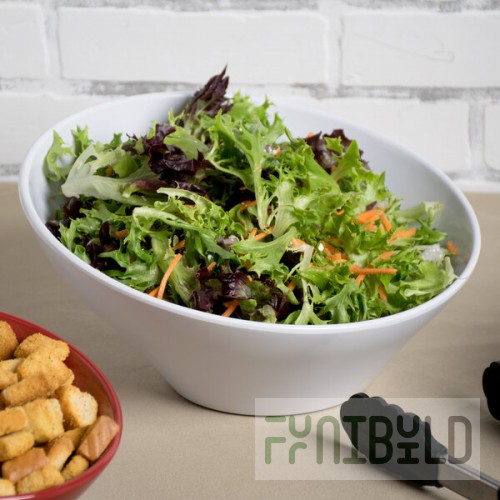 Elite Global Solutions M115 Pappasan White 2 Qt. Slanted Melamine Bowl