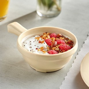 Acopa Foundations 10 oz. Tan Melamine Soup Bowl with Handle - 12/Pack